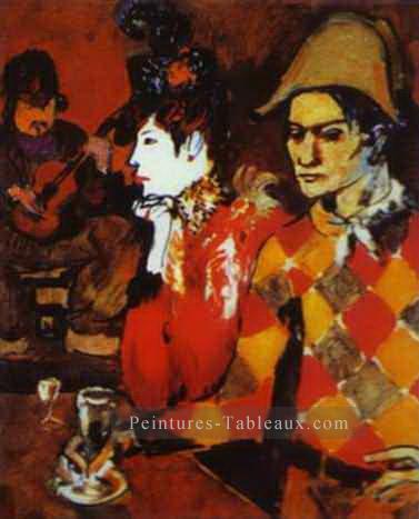 Dans Lapin Agile ou Harlequin avec un verre 1905 cubiste Pablo Picasso Peintures à l'huile